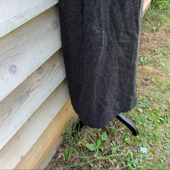 Vintage 80s Gray 100% Wool High Waisted A Line Ankle Length Modest Midi Skirt - Picture 12 of 16